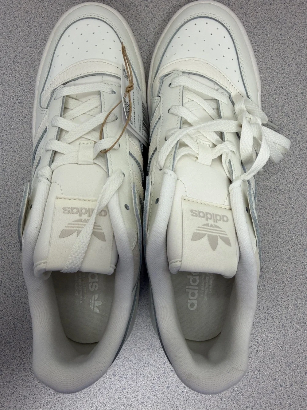 adidas White Low-Top Leather Sneakers with Subtle Cream I Accents